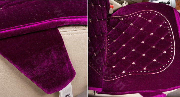 Embroidery Flower Universal Automobile Car Seat Cover Flannel Cushion 9pcs - Rose