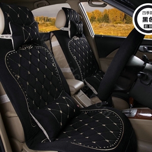 Embroidery Flower Universal Automobile Car Seat Cover Ice silk Cushion 9pcs - Black