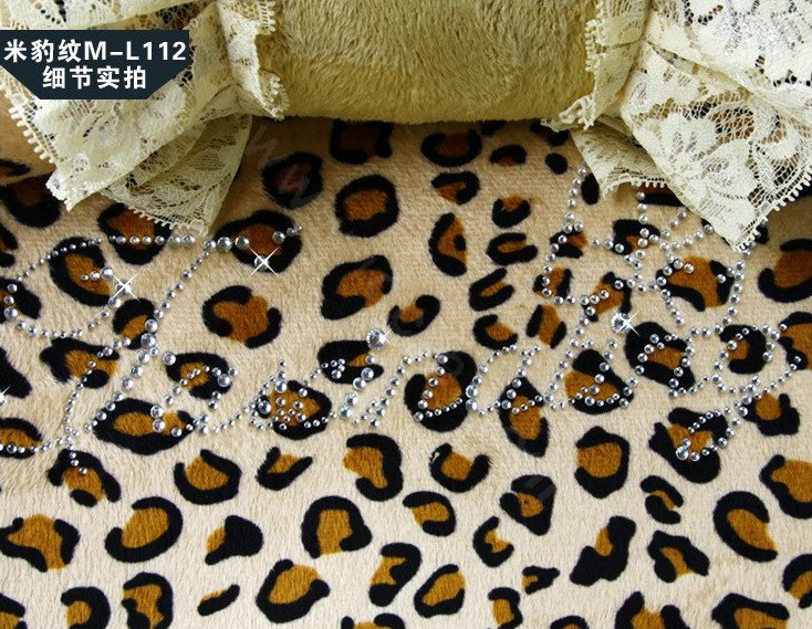 Fashion Lace flower Diamond Leopard Universal Automobile Car Seat Cover Velvet 18pcs - Beige