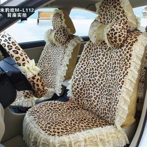 Fashion Lace flower Diamond Leopard Universal Automobile Car Seat Cover Velvet 18pcs - Beige