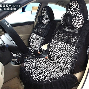 Fashion Lace flower Diamond Leopard Universal Automobile Car Seat Cover Velvet 18pcs - Black