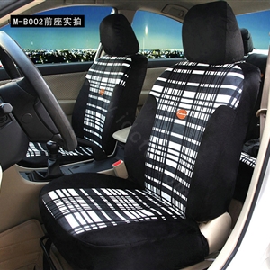 Fashion Plaid Business casual Universal Automobile Car Seat Cover Velvet 10pcs - Black+White