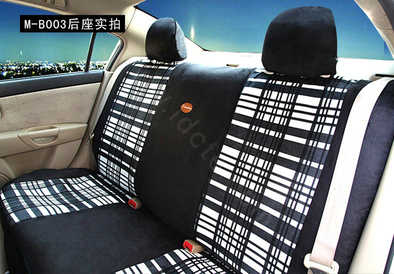 Fashion Plaid Business casual Universal Automobile Car Seat Cover Velvet 10pcs - Black