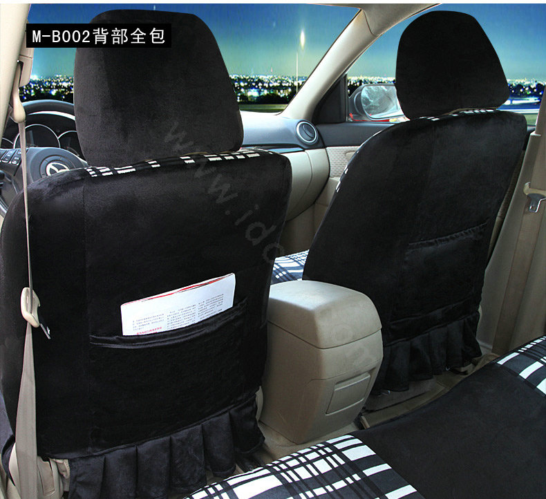 Fashion Plaid Business casual Universal Automobile Car Seat Cover Velvet 10pcs - Black