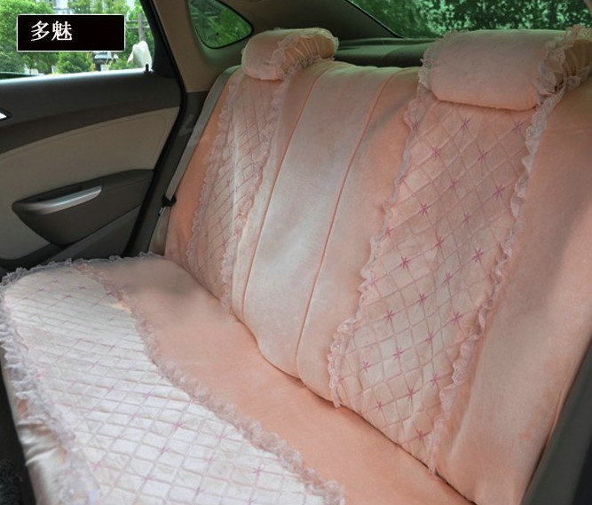 Lace flower Universal Automobile Car Seat Cover Velvet 18pcs - Pink