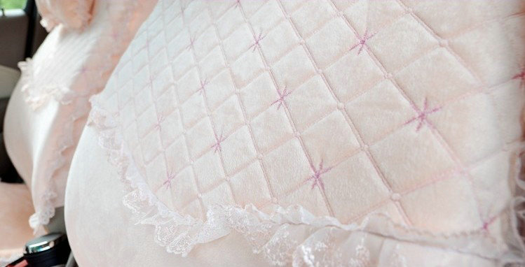 Lace flower Universal Automobile Car Seat Cover Velvet 18pcs - Pink