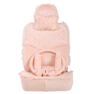 Lace flower Universal Automobile Car Seat Cover Velvet 18pcs - Pink