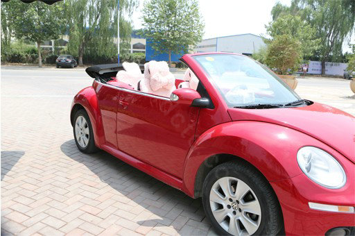 Mei Mei Bear Lace Universal Automobile Car Seat Cover Rose Velvet Cushion 8pcs - Pink