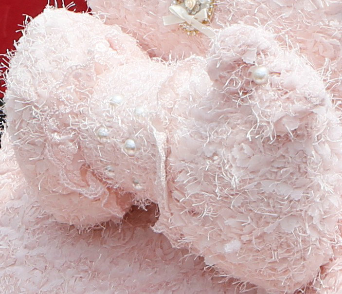 Mei Mei Bear Lace Universal Automobile Car Seat Cover Rose Velvet Cushion 8pcs - Pink