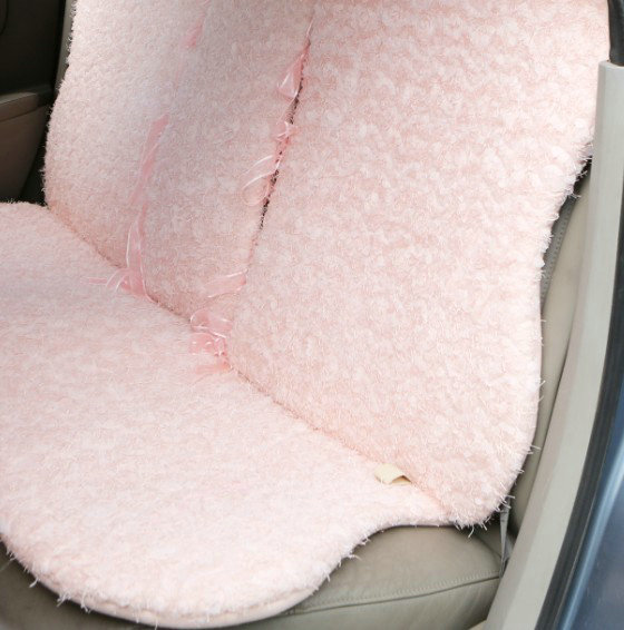 Mei Mei Bear Lace Universal Automobile Car Seat Cover Rose Velvet Cushion 8pcs - Pink