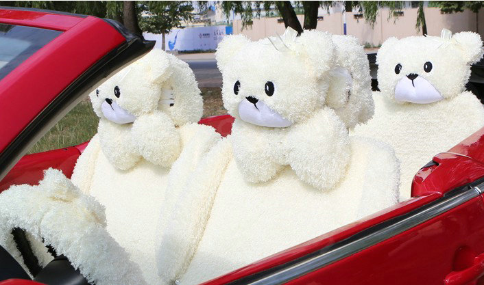 Mei Mei Bear Universal Automobile Car Seat Cover Camel Velvet Cushion 10pcs - Beige