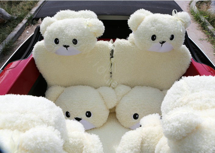 Mei Mei Bear Universal Automobile Car Seat Cover Camel Velvet Cushion 10pcs - Beige