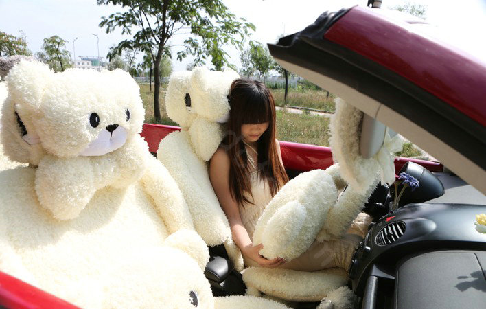 Mei Mei Bear Universal Automobile Car Seat Cover Camel Velvet Cushion 10pcs - Beige