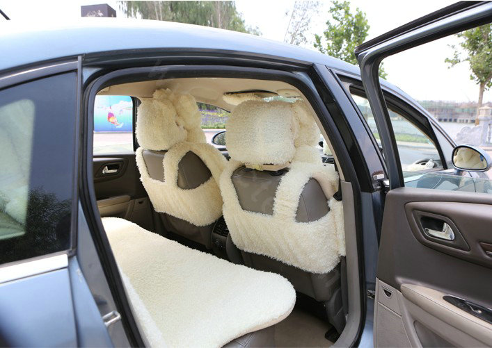Mei Mei Bear Universal Automobile Car Seat Cover Camel Velvet Cushion 10pcs - Beige