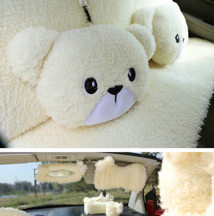 Mei Mei Bear Universal Automobile Car Seat Cover Camel Velvet Cushion 10pcs - Beige