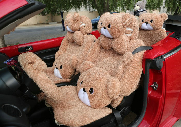 Mei Mei Bear Universal Automobile Car Seat Cover Camel Velvet Cushion 10pcs - Coffee