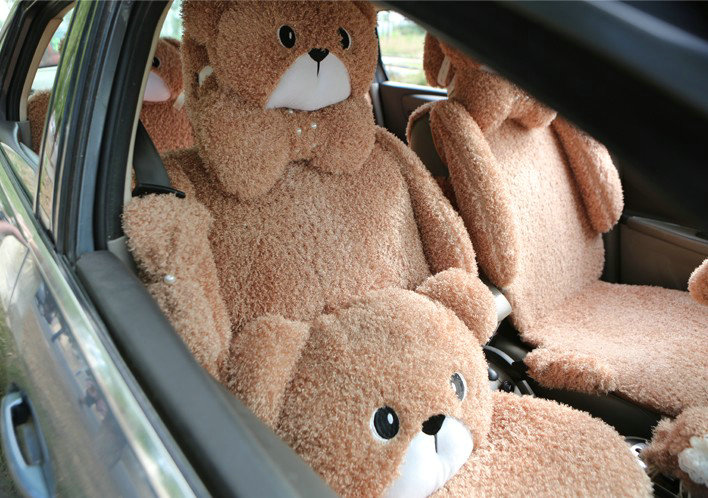Mei Mei Bear Universal Automobile Car Seat Cover Camel Velvet Cushion 10pcs - Coffee