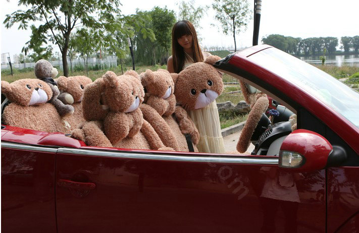 Mei Mei Bear Universal Automobile Car Seat Cover Camel Velvet Cushion 10pcs - Coffee