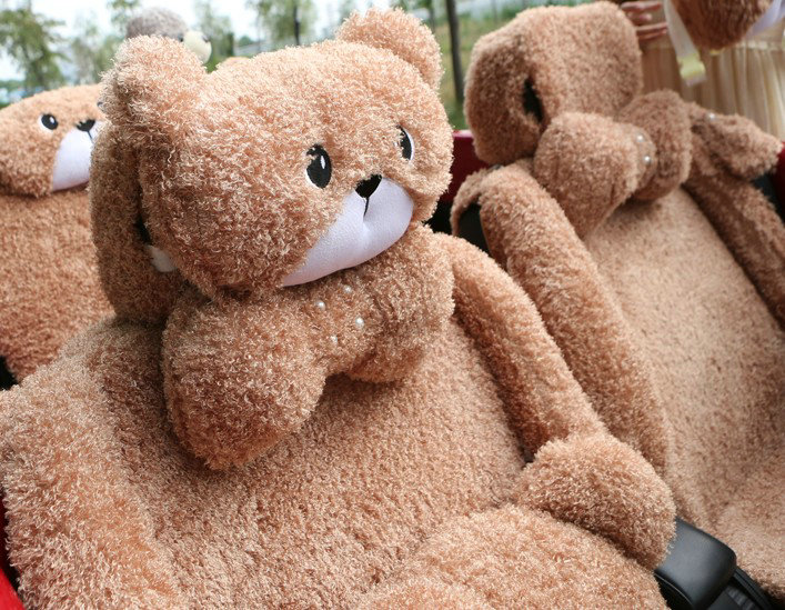 Mei Mei Bear Universal Automobile Car Seat Cover Camel Velvet Cushion 10pcs - Coffee