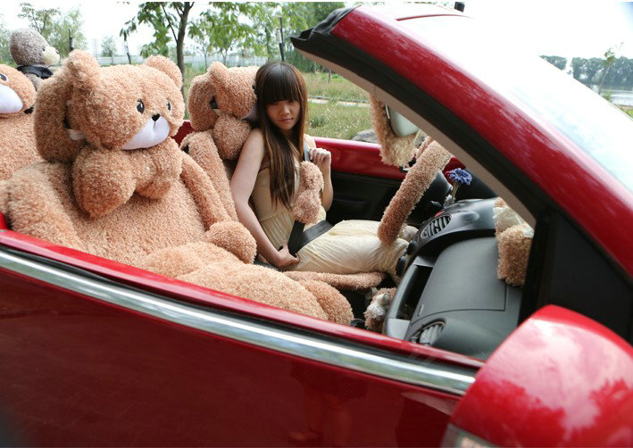 Mei Mei Bear Universal Automobile Car Seat Cover Camel Velvet Cushion 10pcs - Coffee