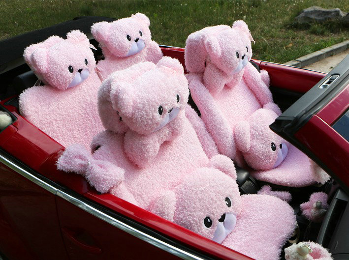Mei Mei Bear Universal Automobile Car Seat Cover Camel Velvet Cushion 10pcs - Pink