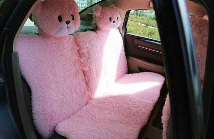 Mei Mei Bear Universal Automobile Car Seat Cover Camel Velvet Cushion 10pcs - Pink