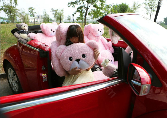 Mei Mei Bear Universal Automobile Car Seat Cover Camel Velvet Cushion 10pcs - Pink