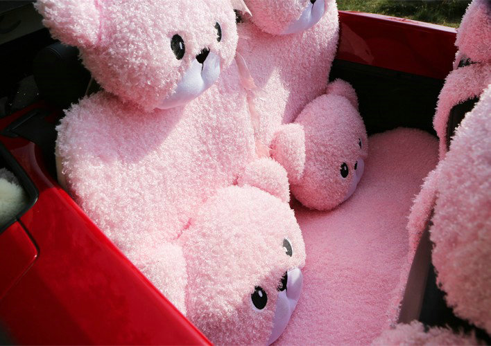 Mei Mei Bear Universal Automobile Car Seat Cover Camel Velvet Cushion 10pcs - Pink