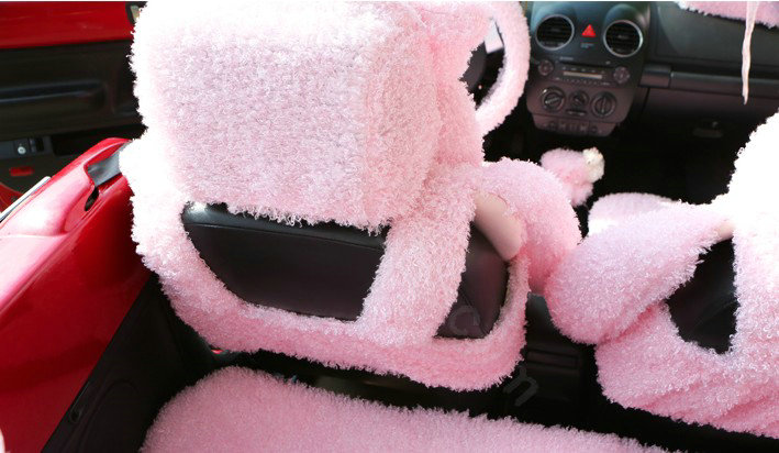 Mei Mei Bear Universal Automobile Car Seat Cover Camel Velvet Cushion 10pcs - Pink