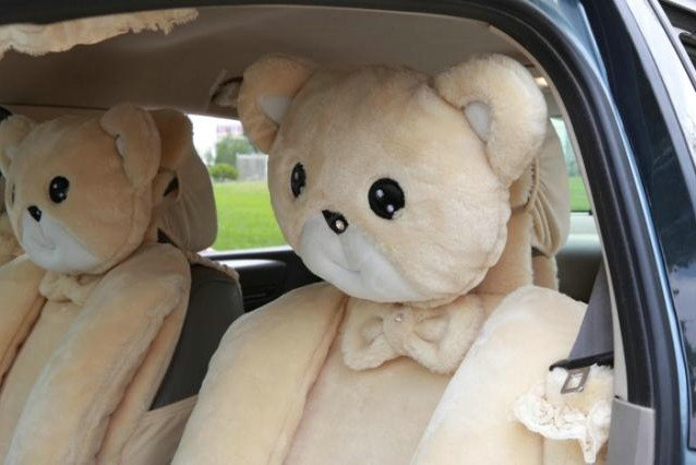 Mei Mei Bear Universal Automobile Car Seat Cover Milk Velvet Cushion 9pcs - Beige