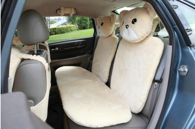 Mei Mei Bear Universal Automobile Car Seat Cover Milk Velvet Cushion 9pcs - Beige