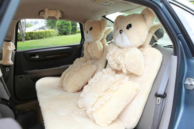 Mei Mei Bear Universal Automobile Car Seat Cover Milk Velvet Cushion 9pcs - Beige