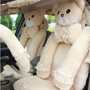 Mei Mei Bear Universal Automobile Car Seat Cover Milk Velvet Cushion 9pcs - Beige