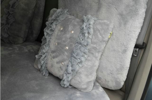 Mei Mei Bear Universal Automobile Car Seat Cover Milk Velvet Cushion 9pcs - Grey