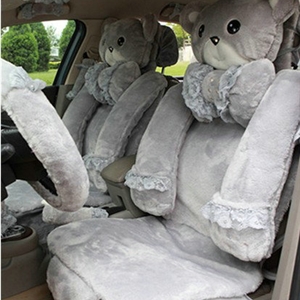 Mei Mei Bear Universal Automobile Car Seat Cover Milk Velvet Cushion 9pcs - Grey