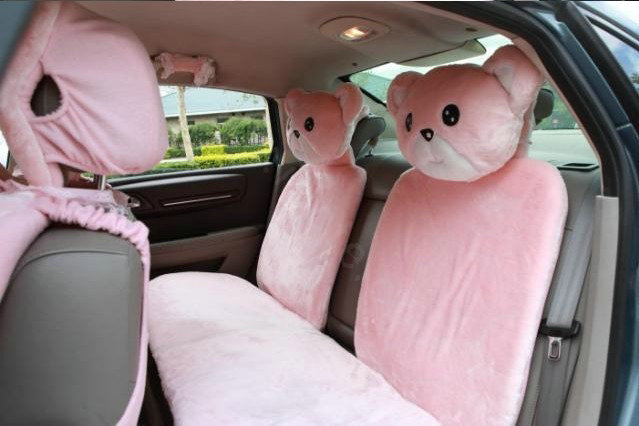 Mei Mei Bear Universal Automobile Car Seat Cover Milk Velvet Cushion 9pcs - Pink