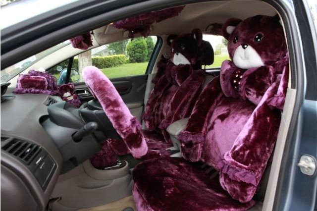 Mei Mei Bear Universal Automobile Car Seat Cover Milk Velvet Cushion 9pcs - Purple