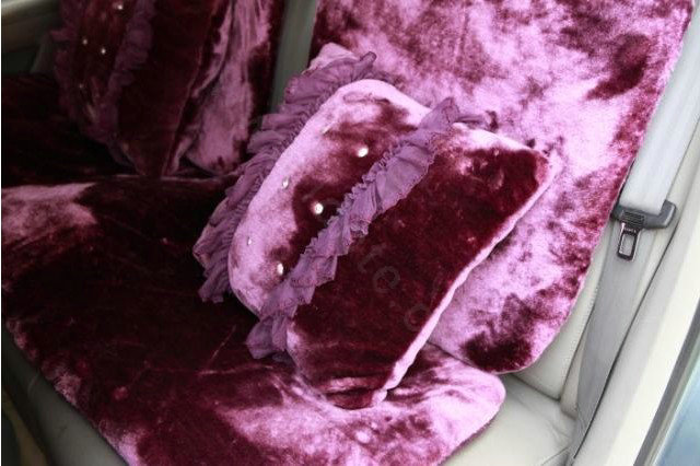 Mei Mei Bear Universal Automobile Car Seat Cover Milk Velvet Cushion 9pcs - Purple