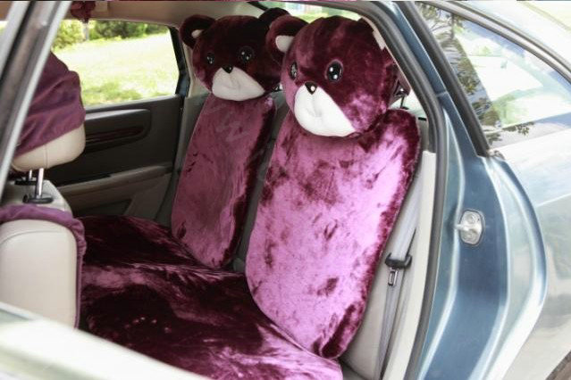 Mei Mei Bear Universal Automobile Car Seat Cover Milk Velvet Cushion 9pcs - Purple