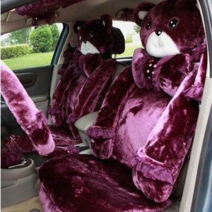 Mei Mei Bear Universal Automobile Car Seat Cover Milk Velvet Cushion 9pcs - Purple