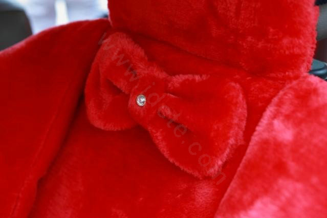 Mei Mei Bear Universal Automobile Car Seat Cover Milk Velvet Cushion 9pcs - Red