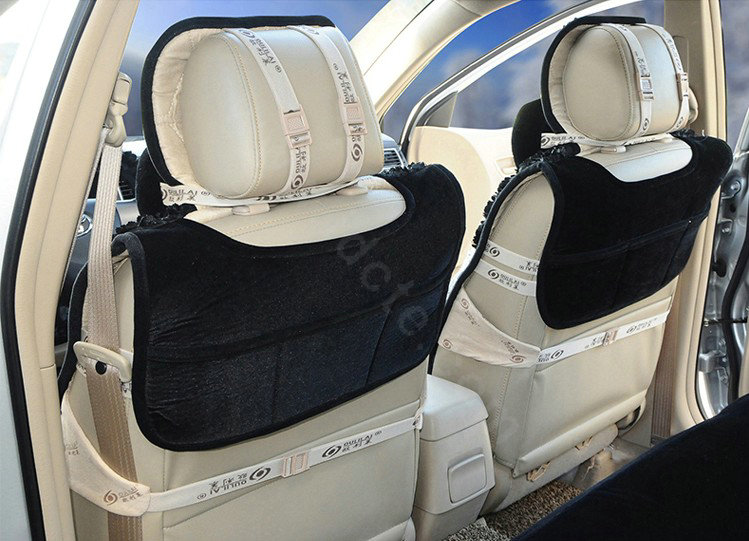 OULILAI 3D Flower Lace Tassel Universal Automobile Car Seat Cover Plush Cushion 9pcs - Black