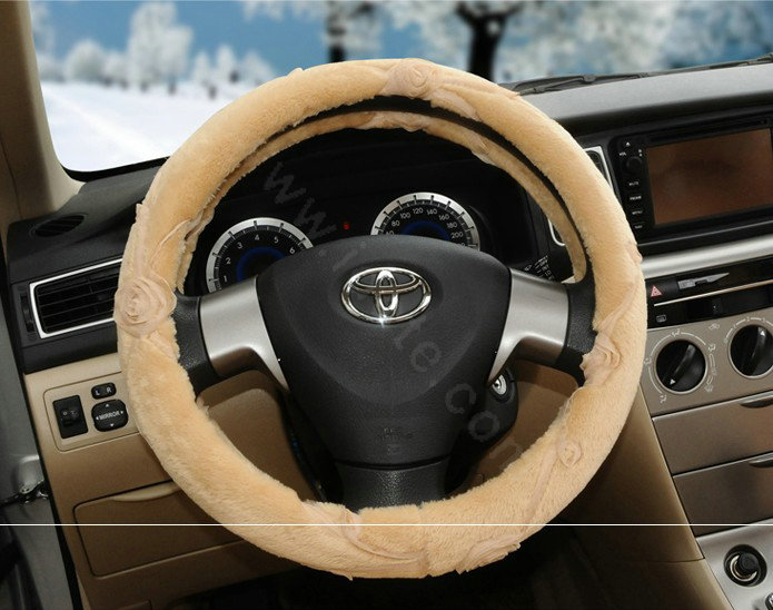 OULILAI Lace Bowknot Universal Automobile Car Seat Cover Cushion Plush 7pcs - Beige