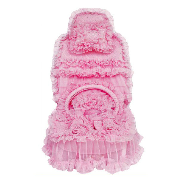 OULILAI Lace Flower Universal Automobile Car Seat Cover Bright silk 18pcs - Pink