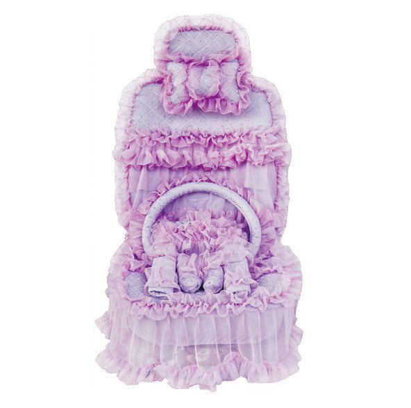 OULILAI Lace Flower Universal Automobile Car Seat Cover Bright silk 18pcs - Purple