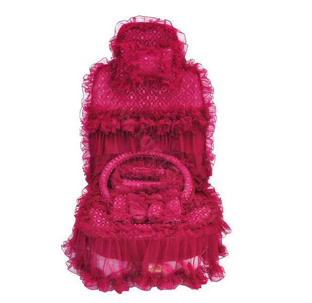 OULILAI Lace Flower Universal Automobile Car Seat Cover Bright silk 18pcs - Rose