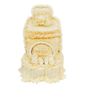 OULILAI Lace Flower Universal Automobile Car Seat Cover Bright silk 18pcs - Yellow