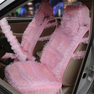 OULILAI Lace Flower Universal Automobile Car Seat Cover Ice silk Cushion 15pcs - Pink