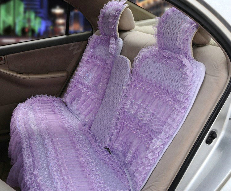 OULILAI Lace Flower Universal Automobile Car Seat Cover Ice silk Cushion 15pcs - Purple