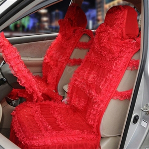 OULILAI Lace Flower Universal Automobile Car Seat Cover Ice silk Cushion 15pcs - Red